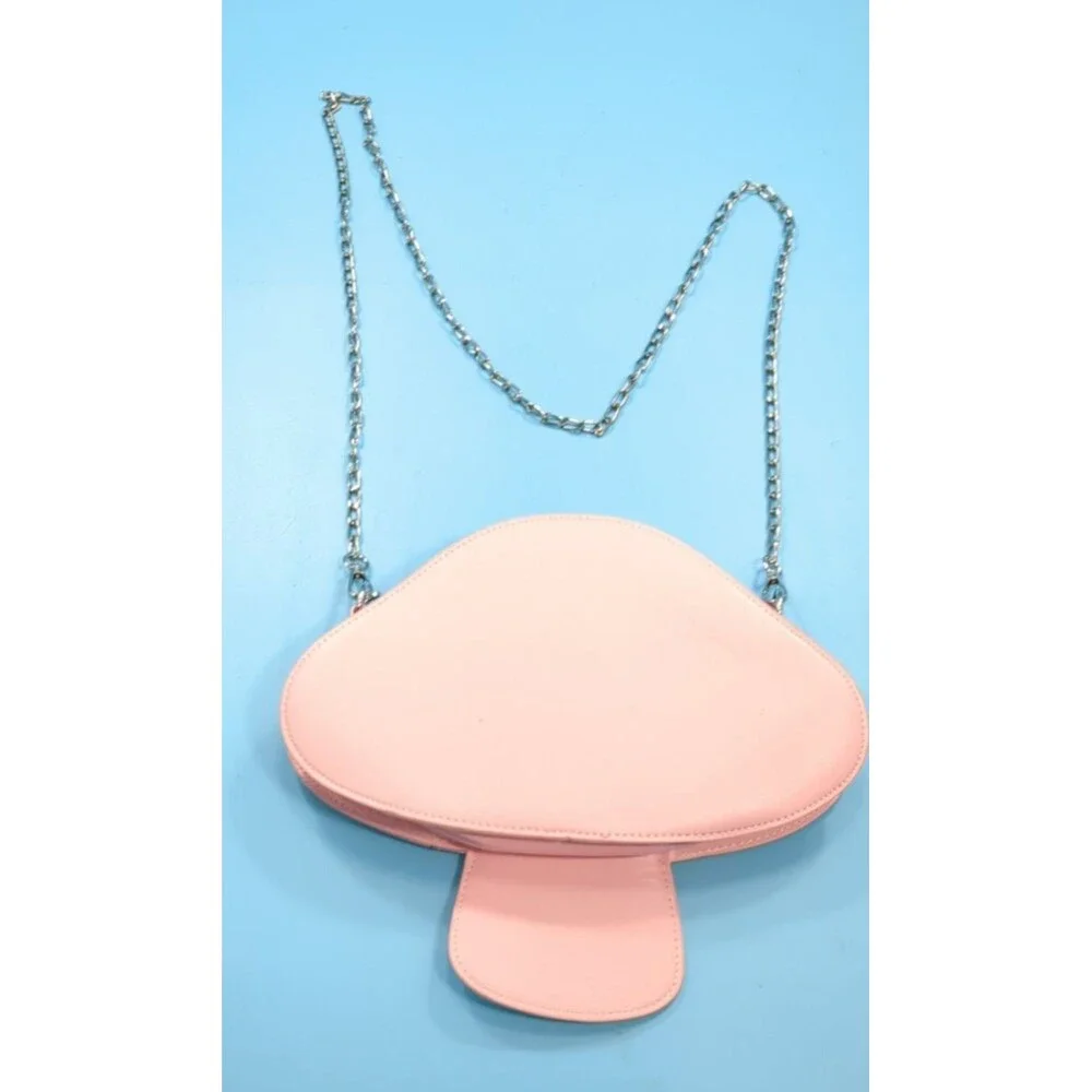 Mushroom Shape Crossbody Bag Pink White COSPLAY Faux Leather Purse